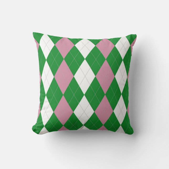 A.K. A Pink & Green Raute Throw Kissen (Vorderseite)