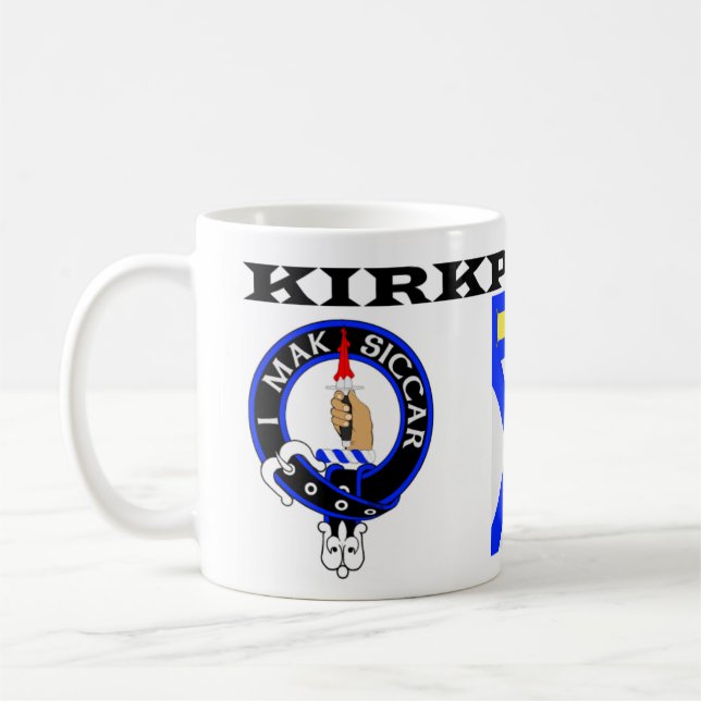 A Kirkpatrick mug featuring blue badges Kaffeetasse (Links)