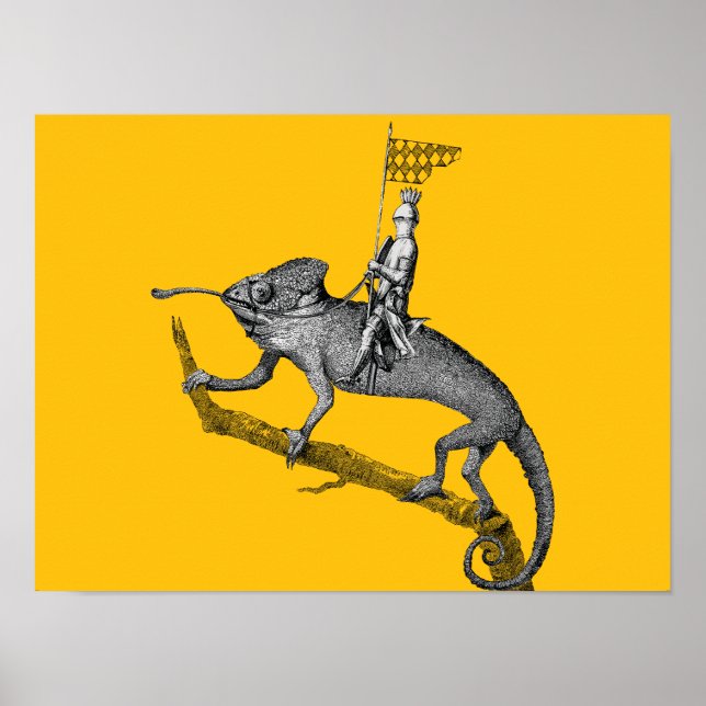 A knight riding a chameleon poster (Vorne)