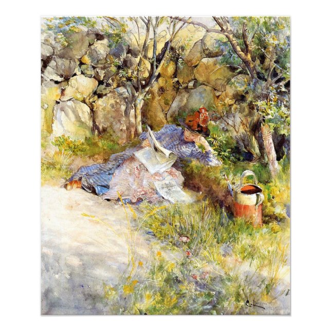 A Lady Reading a Newspapier Fotodruck (Vorne)