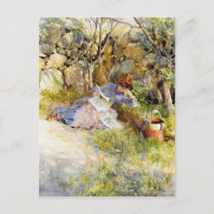 A Lady Reading a Newspapier Postkarte