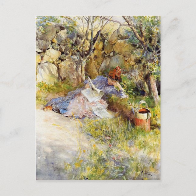 A Lady Reading a Newspapier Postkarte (Vorderseite)