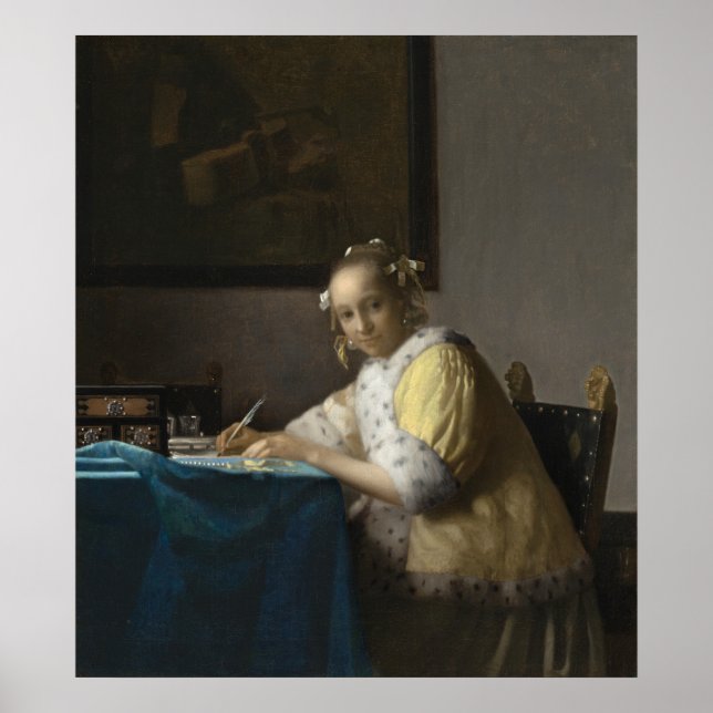 A Lady Writing - Johannes Vermeer Fine Art Poster (Vorne)