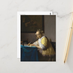 A Lady Writing von Johannes Vermeer Postkarte