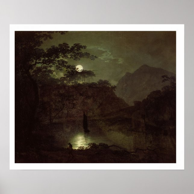A Lake by Moonlight, c.1780-82 (Öl auf Leinwand) Poster (Vorne)