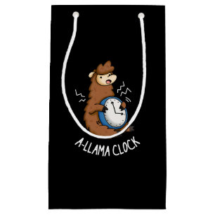 A-Lama Clock Funny Llama Pun Dark BG Kleine Geschenktüte