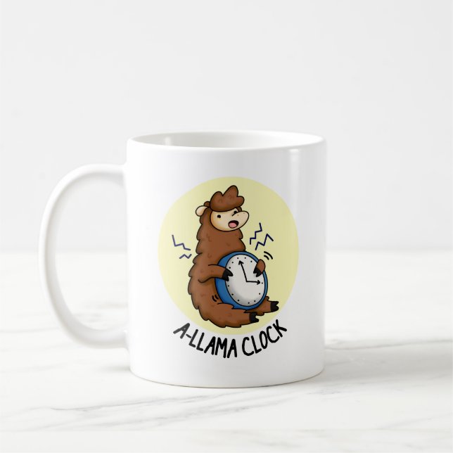 A-Lama Clock Funny Llama Pun Kaffeetasse (Links)