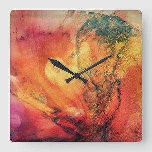 A Leaf In the Wood Autumn Abstract Quadratische Wanduhr