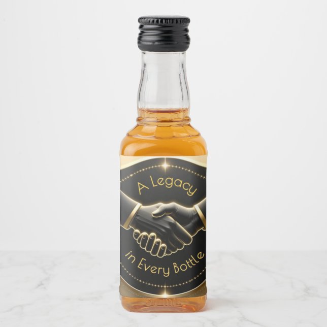 A Legacy in Every Bottle Handshake Alkoholflaschenetikett (Vorderseite)