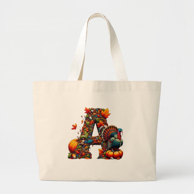 A letter A in Thanksgiving style Jumbo Stoffbeutel (Vorne)