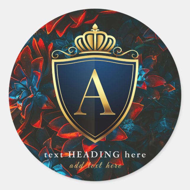 A - Letter Monogram Round Aufkleber (Vorderseite)