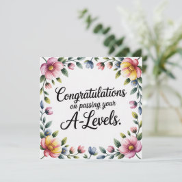 A Level Exam Floral Congratulation Greeting Cards