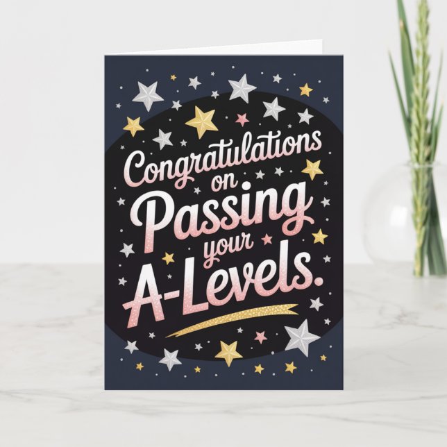 A Level Exam radiant star Congratulation cards Karte (Vorderseite)