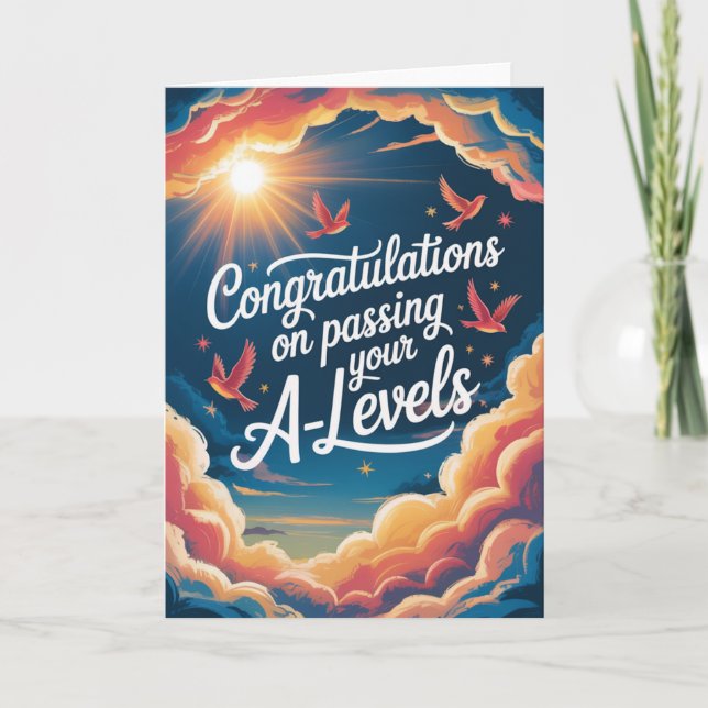 A Level Exam sky sunshine Congratulation cards Karte (Vorderseite)