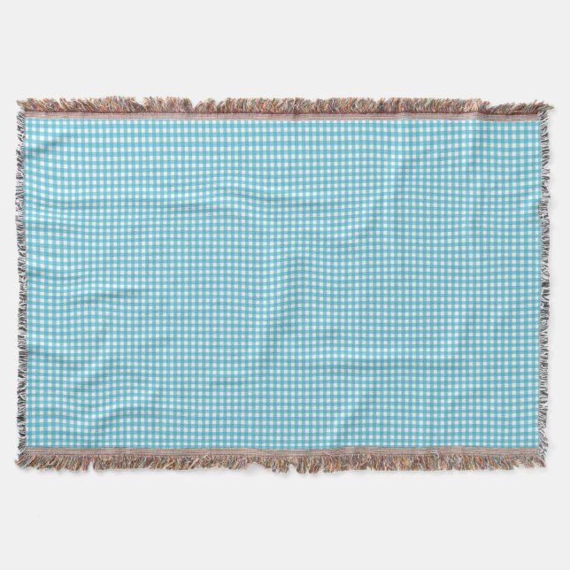 A light blue and white checkered blanket  decke (Vorderseite)