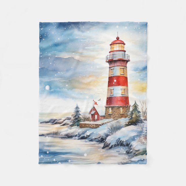 A Lighthouse in Winter Fleecedecke (Vorderseite)