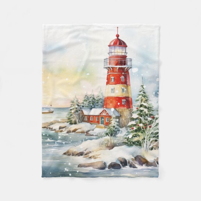 A Lighthouse in Winter Fleecedecke (Vorderseite)