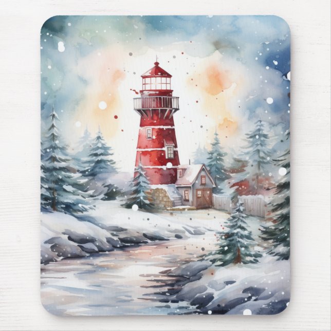 A Lighthouse in Winter Mousepad (Vorne)