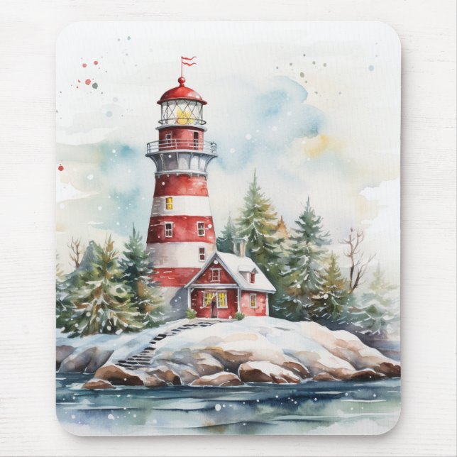 A Lighthouse in Winter Mousepad (Vorne)
