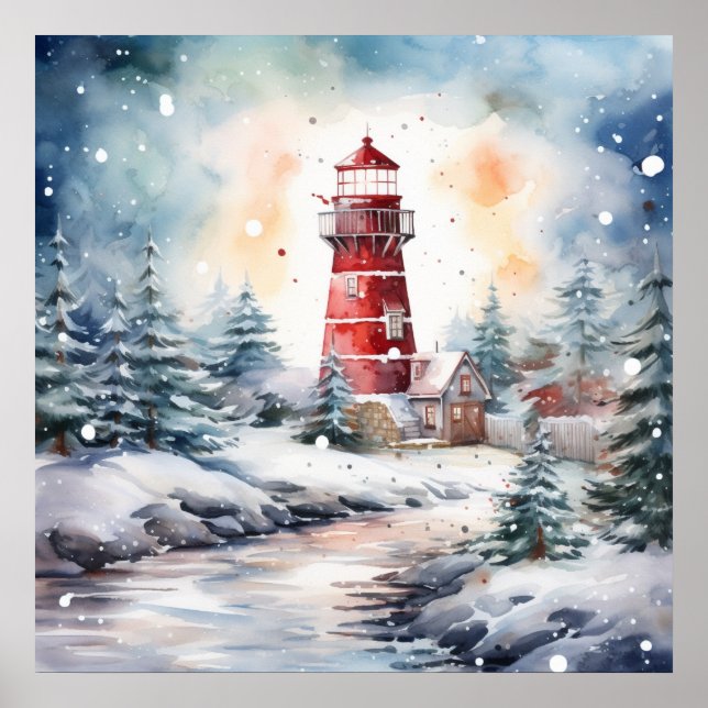 A Lighthouse in Winter Poster (Vorne)