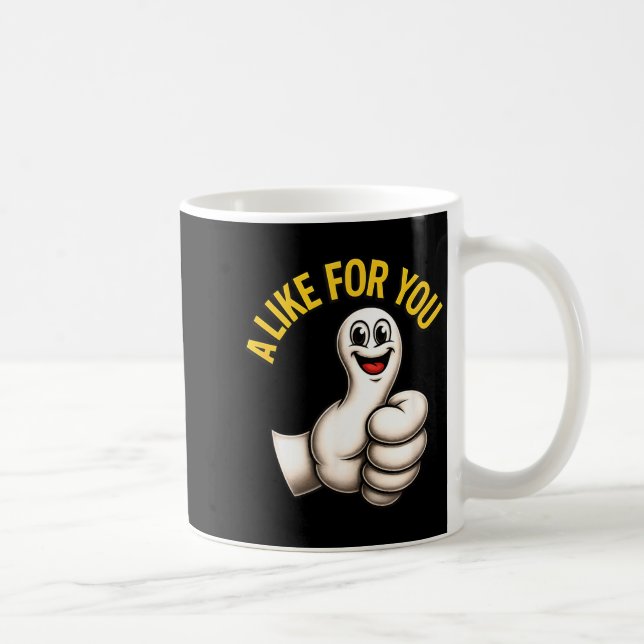 A Like For You, Funny Thumbs Up Cartoon Design For Kaffeetasse (Rechts)