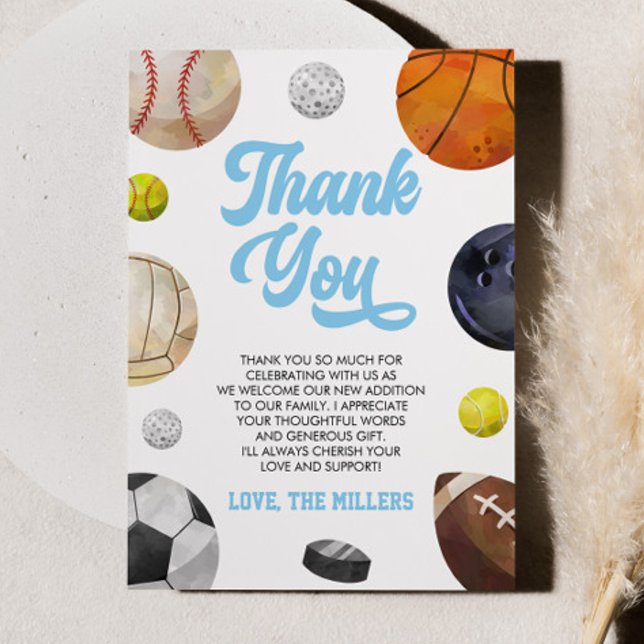 A Little Allstar Is On The Way! Sports Baby Shower Dankeskarte (Von Creator hochgeladen)