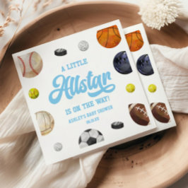 A Little Allstar Is On The Way! Sports Baby Shower Serviette