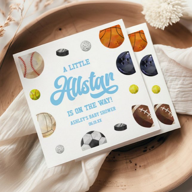 A Little Allstar Is On The Way! Sports Baby Shower Serviette (Von Creator hochgeladen)