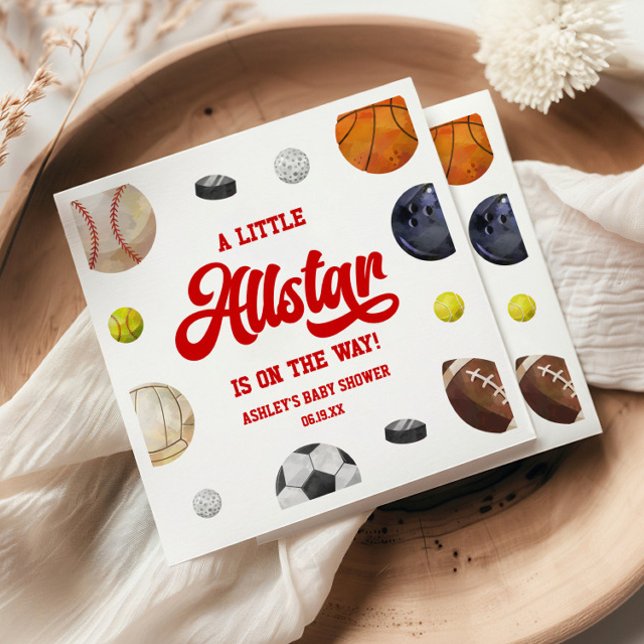 A Little Allstar Is On The Way! Sports Baby Shower Serviette (Von Creator hochgeladen)