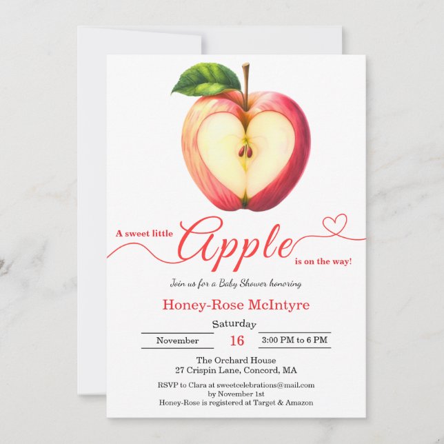 A Little Apple Is On The Way | Fall Baby Shower  Einladung (Vorderseite)