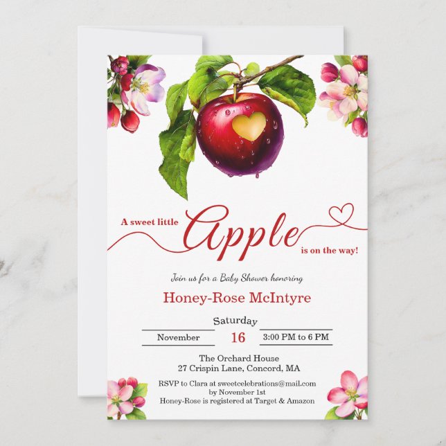 A Little Apple Is On The Way | Fall Baby Shower  Einladung (Vorderseite)