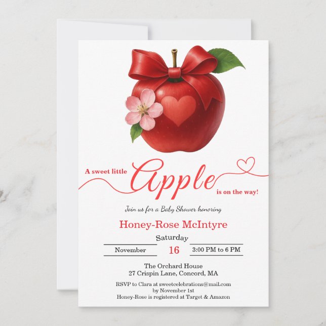 A Little Apple Is On The Way | Fall Baby Shower  Einladung (Vorderseite)