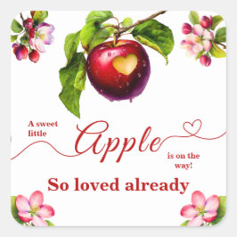 A Little Apple Is On The Way | Fall Baby Shower Quadratischer Aufkleber