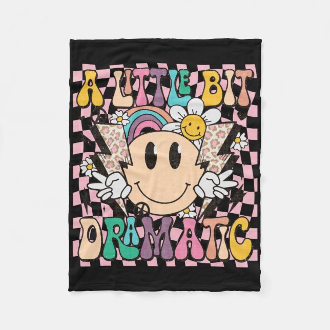 A Little Bit Dramatic Funny Groovy Saying T Shirt  Fleecedecke (Vorderseite)