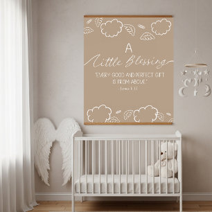 A Little Blessing Nursery James 1:17 Beige - Eine  Wandteppich Mit Holzrahmen