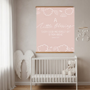 A Little Blessing Nursery James 1:17 Pink - Eine S Wandteppich Mit Holzrahmen