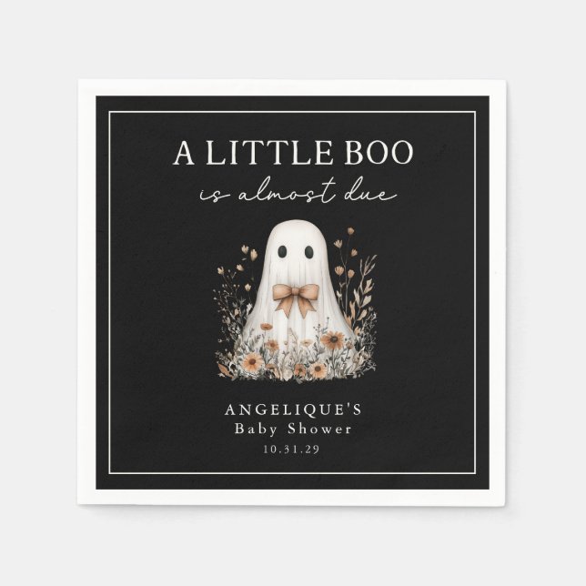 A Little Boo Cute Ghost Wildflowers Baby Shower  Serviette (Vorderseite)