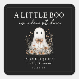 A Little Boo Ghost Wildflowers Baby Shower Quadratischer Aufkleber