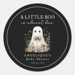 A Little Boo Ghost Wildflowers Baby Shower Runder Aufkleber