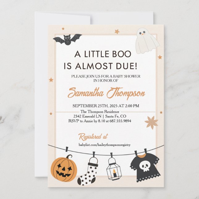 A Little Boo Halloween Baby Shower  Einladung (Vorderseite)