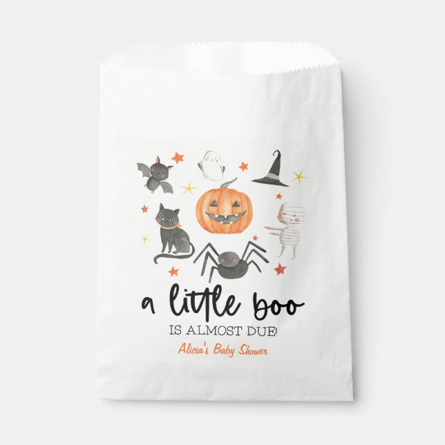 A Little Boo Is Almost Due! Baby Shower Halloween Geschenktütchen (Vorderseite)