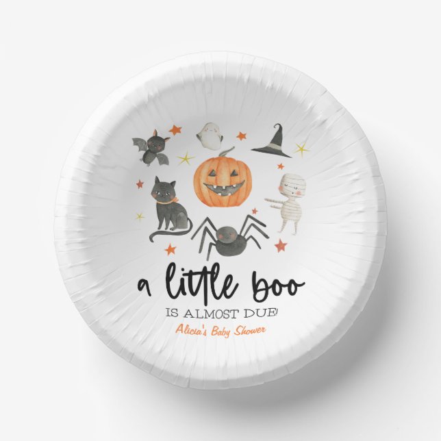 A Little Boo Is Almost Due! Baby Shower Halloween Pappteller (Vorderseite)