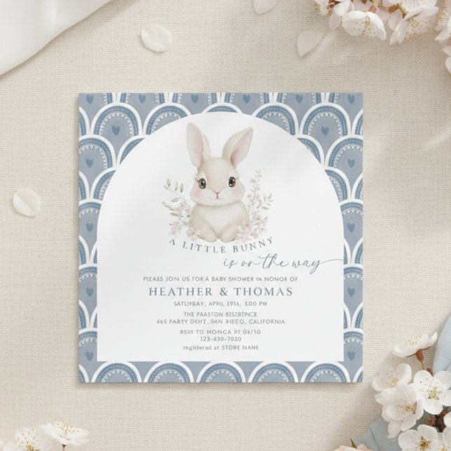 A Little Bunny Dusty Blue Baby Shower Invitation (Von Creator hochgeladen)