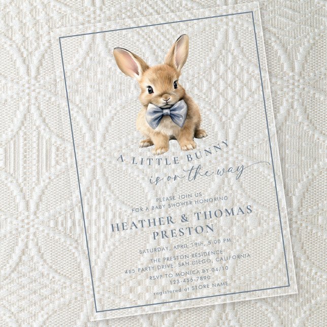 A Little Bunny Elegant Slate Blue Baby Shower Acryleinladungen (Von Creator hochgeladen)