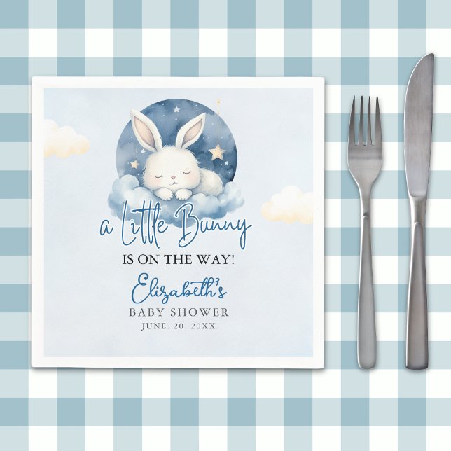a Little Bunny is on the way Baby Shower Boy Serviette (Von Creator hochgeladen)