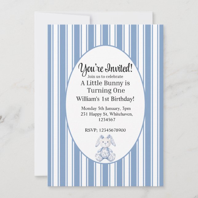 A Little Bunny is Turning One Einladung (Vorderseite)