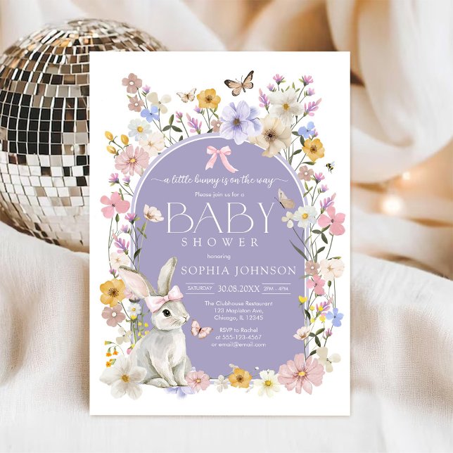 A Little Bunny Wildflower Baby Shower Einladung (Von Creator hochgeladen)