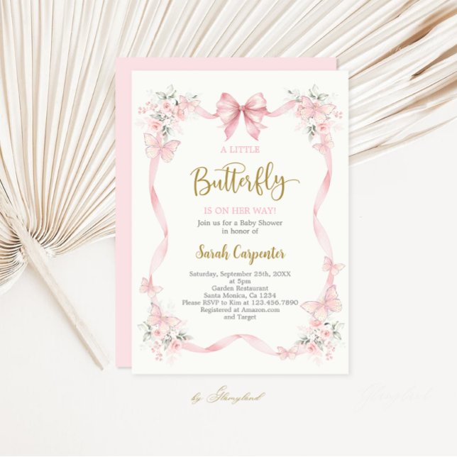 A little Butterfly Baby Shower Girl Invitation Einladung (Von Creator hochgeladen)