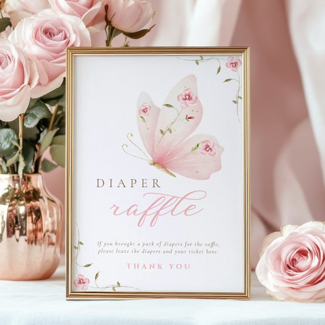 A Little Butterfly Diaper Raffle Table Sign Poster (Von Creator hochgeladen)