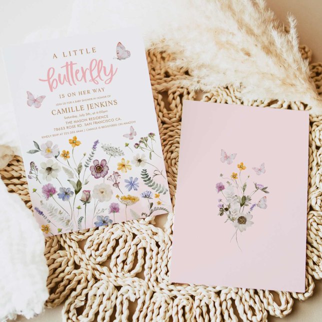 A Little Butterfly is on her way Baby Shower Einladung (A little butterfly is on her way girl baby shower invitation)